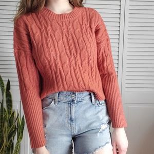 Moon & Madison Orange Knit Cropped Sweater Size XS